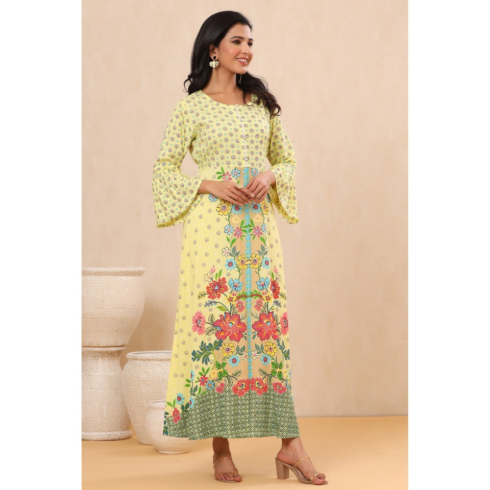 Juniper Lime Rayon Printed A-Line Kurta