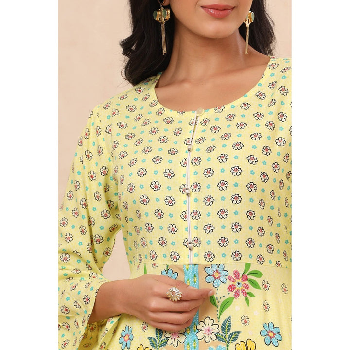 Juniper Lime Rayon Printed A-Line Kurta