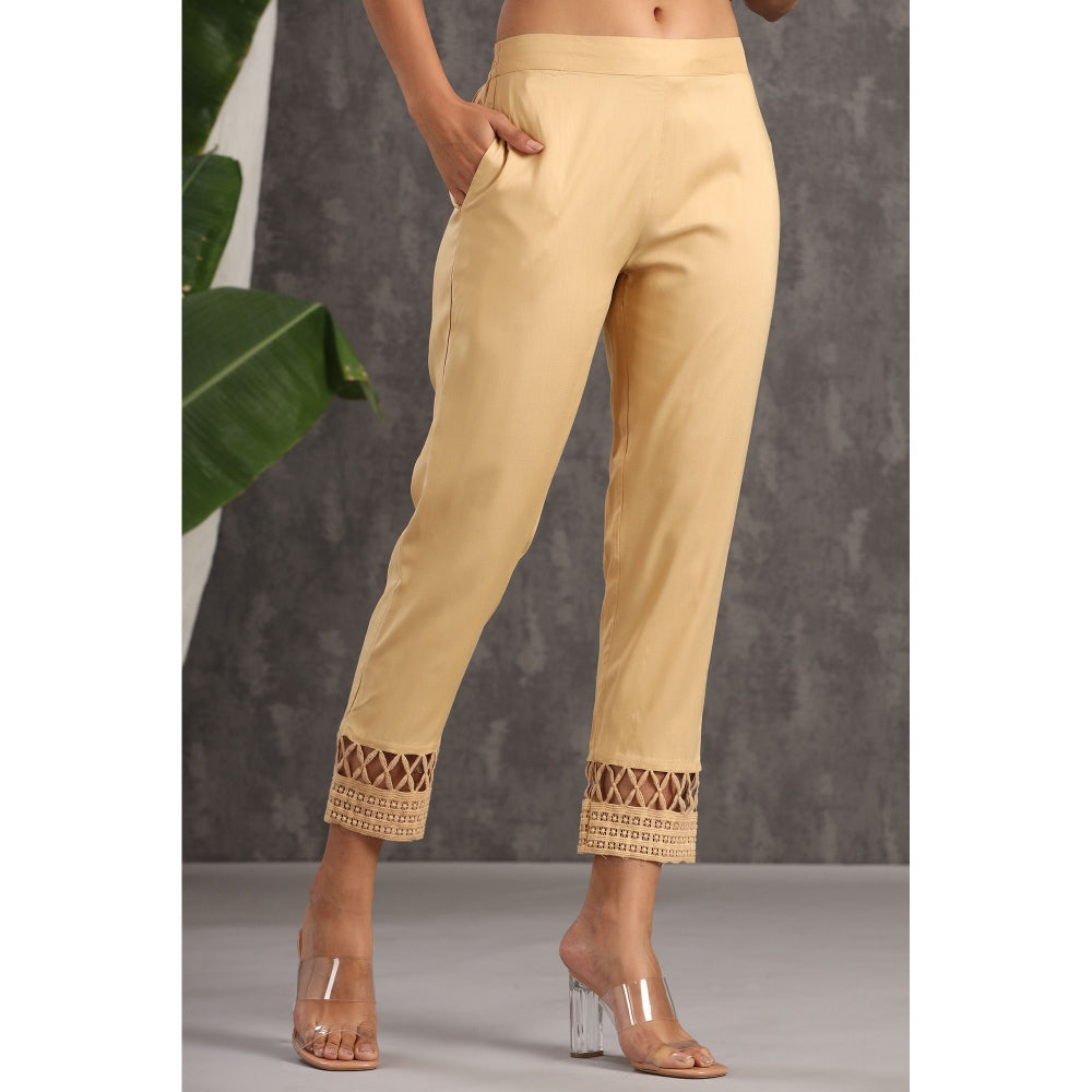 Juniper Gold Rayon Solid Straight Pants