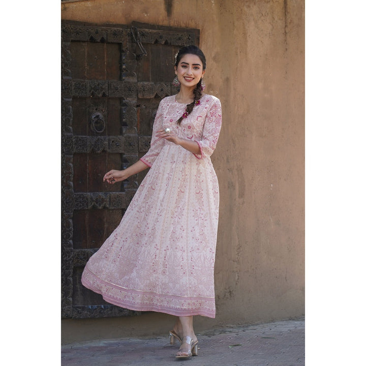 Juniper Pink & Multi Georgette Printed Anarkali Dress