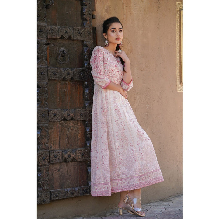 Juniper Pink & Multi Georgette Printed Anarkali Dress