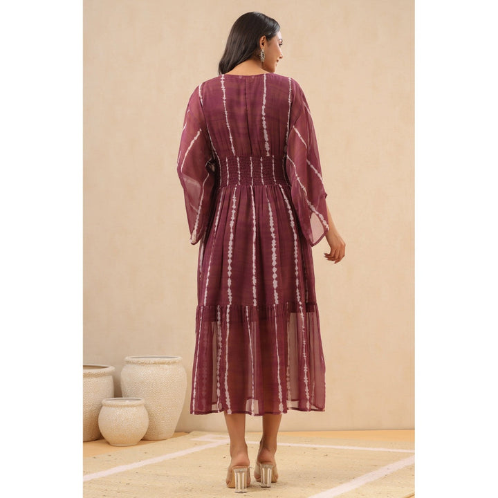 Juniper Womens Purple Cambric Printed Tiered Dress