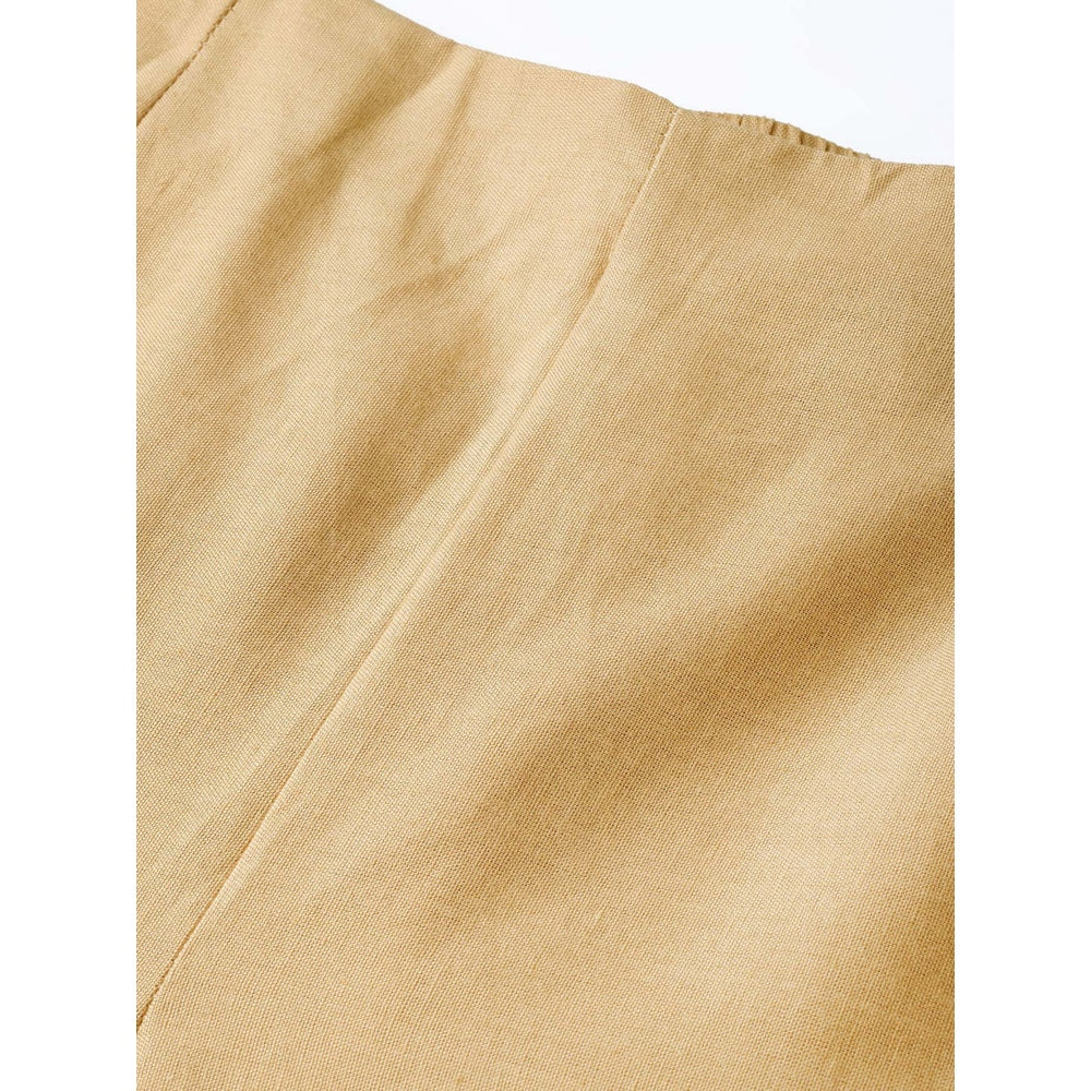 Juniper Womens Gold Cotton Flex Solid Slim Fit Pant