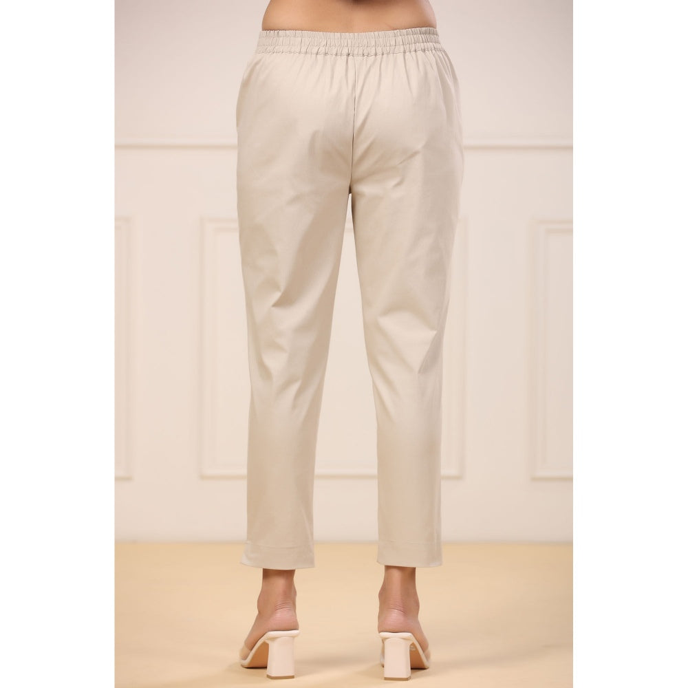 Juniper Womens Beige Cotton Spendex Solid Straight Pant