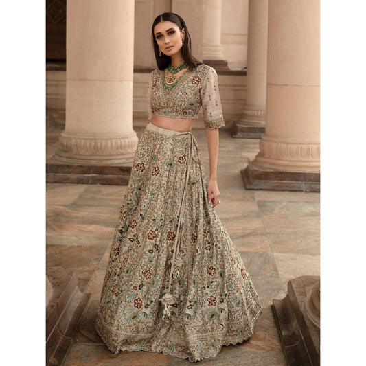 Jayanti Reddy Beige Lehenga With Blouse (Set Of 2)