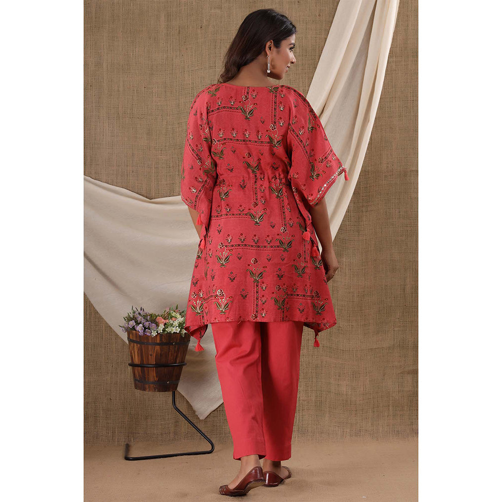 KAAJH Red Modal Silk Kaftan Pant (Set of 2)
