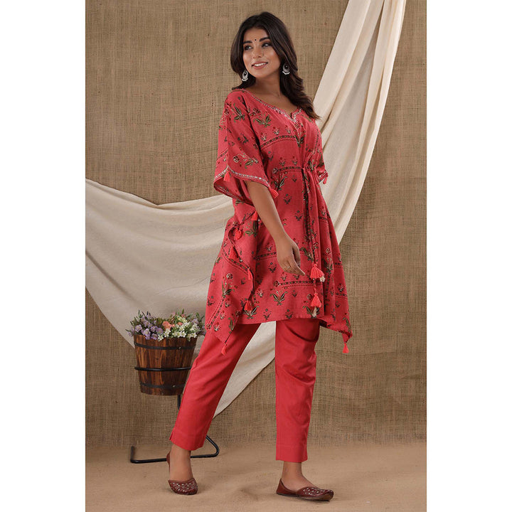 KAAJH Red Modal Silk Kaftan Pant (Set of 2)