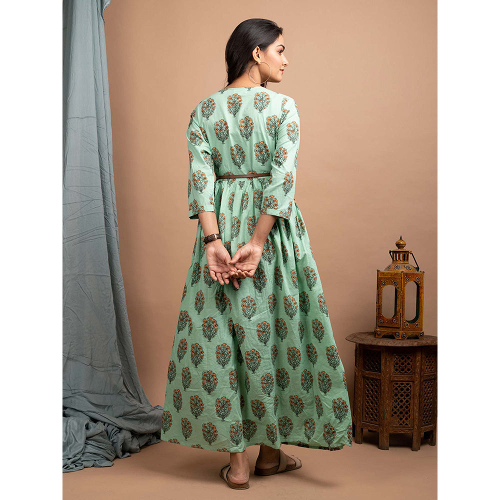 KAAJH Sea Green Ethnic Motifs Printed Gown