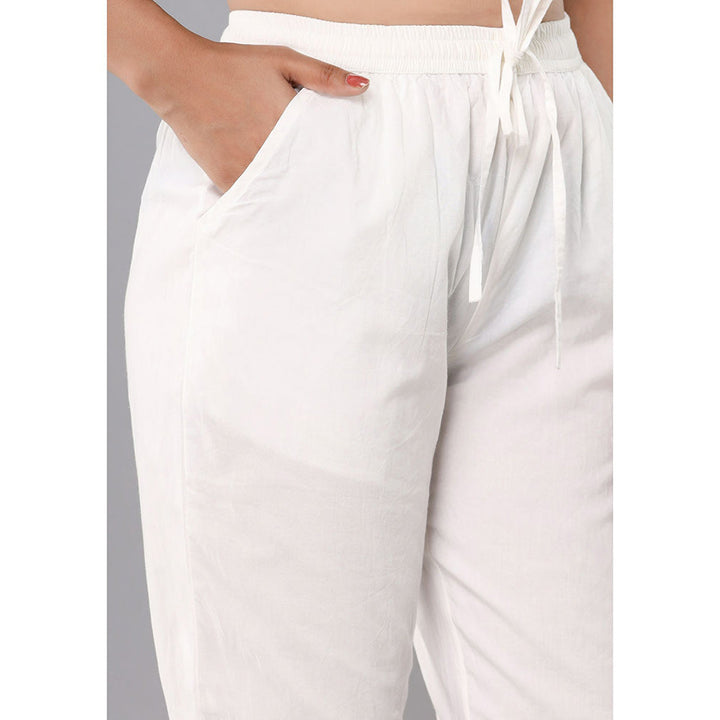 KAAJH Womens Trendy White Laced Cotton Pant