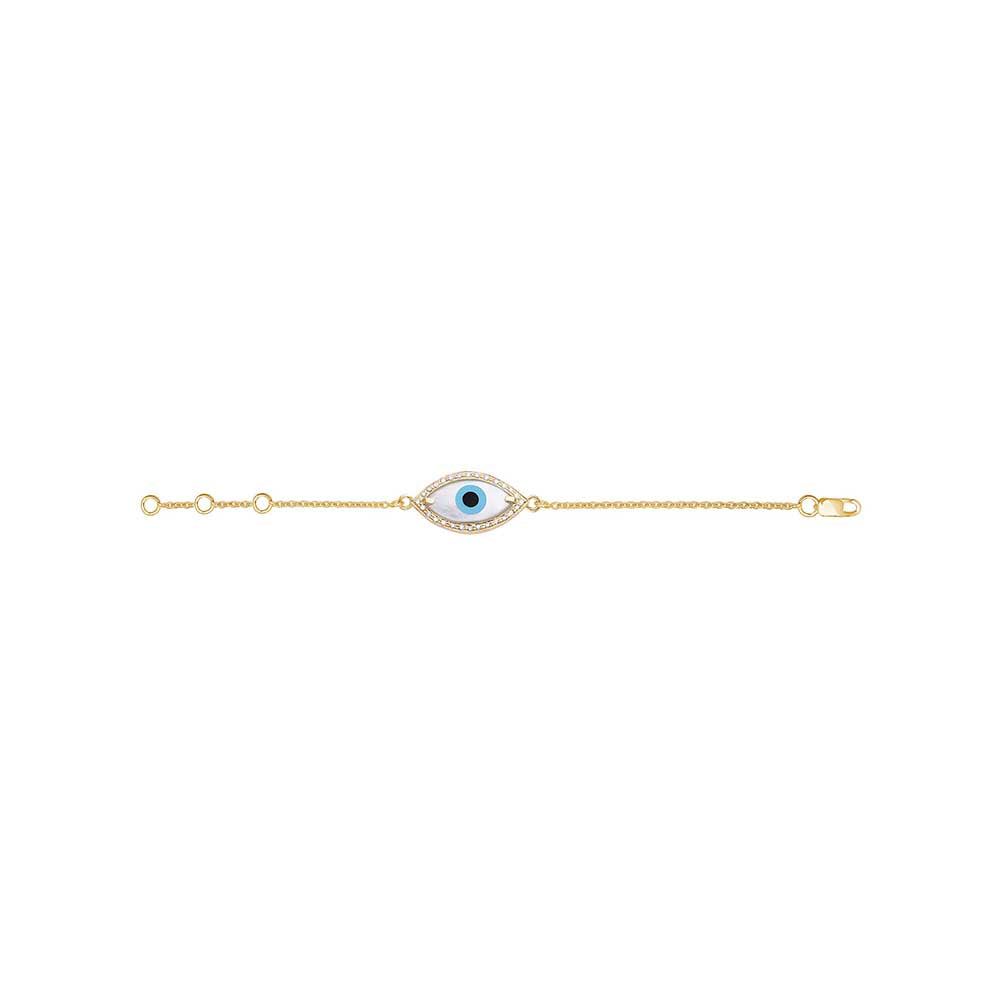 Kaj Fine Jewellery Small Marquise Evil Eye Diamond Chain Bracelet in 14KT Yellow Gold