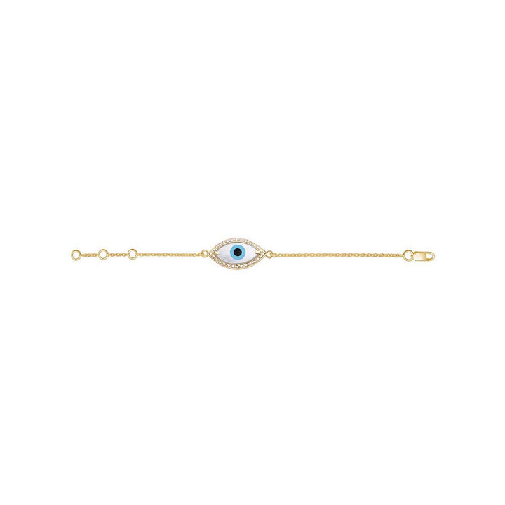 Kaj Fine Jewellery Small Marquise Evil Eye Diamond Chain Bracelet in 14KT Yellow Gold