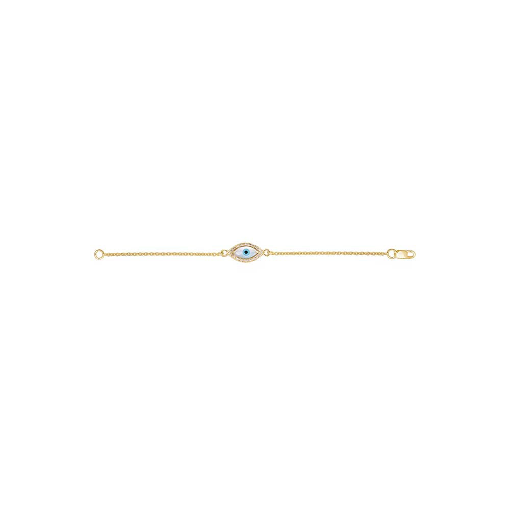 Kaj Fine Jewellery Baby Marquise Evil Eye Diamond Chain Bracelet in 14KT Yellow Gold