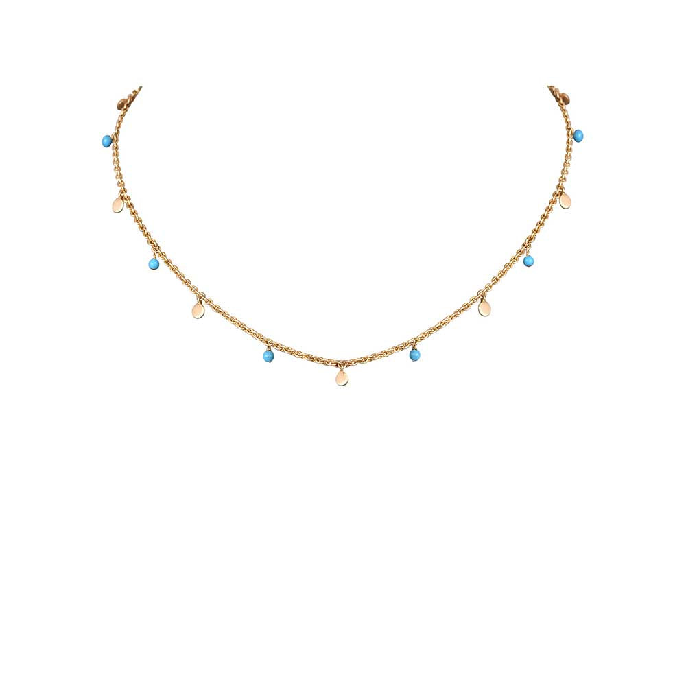 Kaj Fine Jewellery Gold Collar Turquoise Chain Necklace in 14KT Yellow Gold