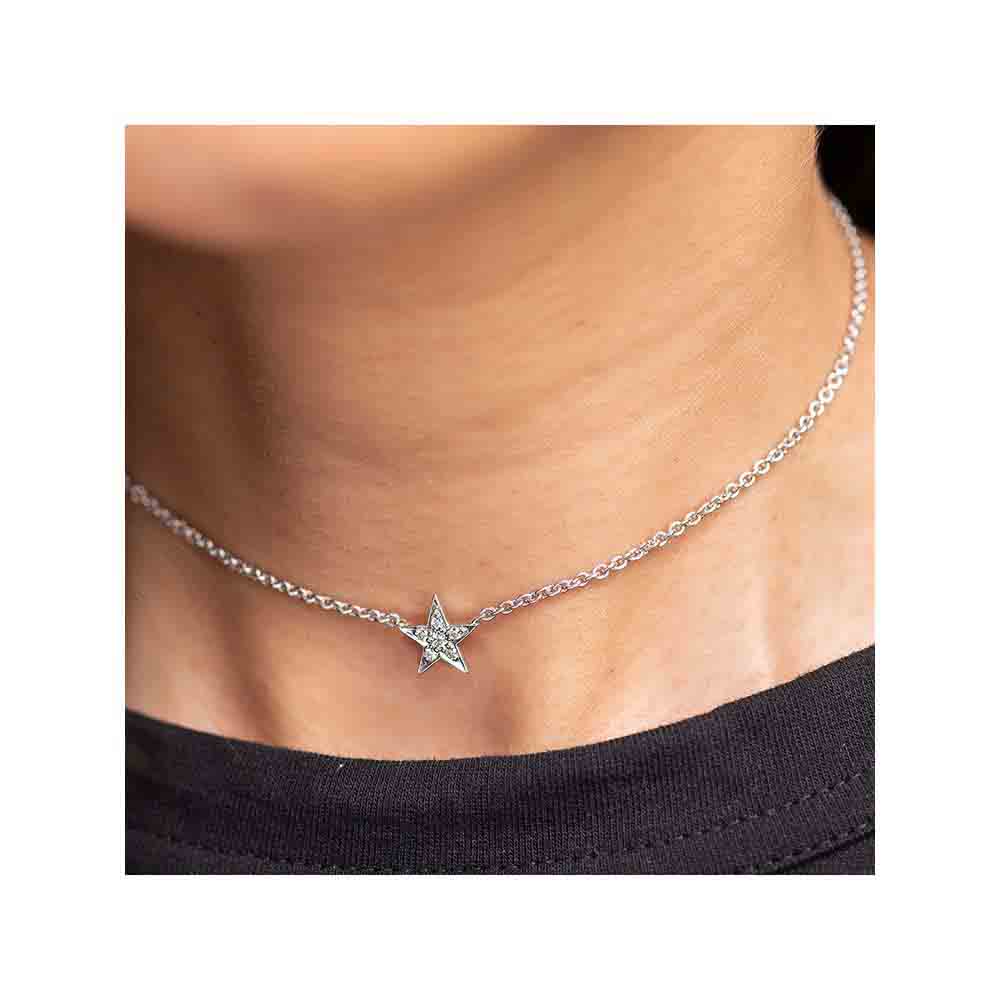 Kaj Fine Jewellery Star Collar Diamond Chain Pendant in 14KT White Gold