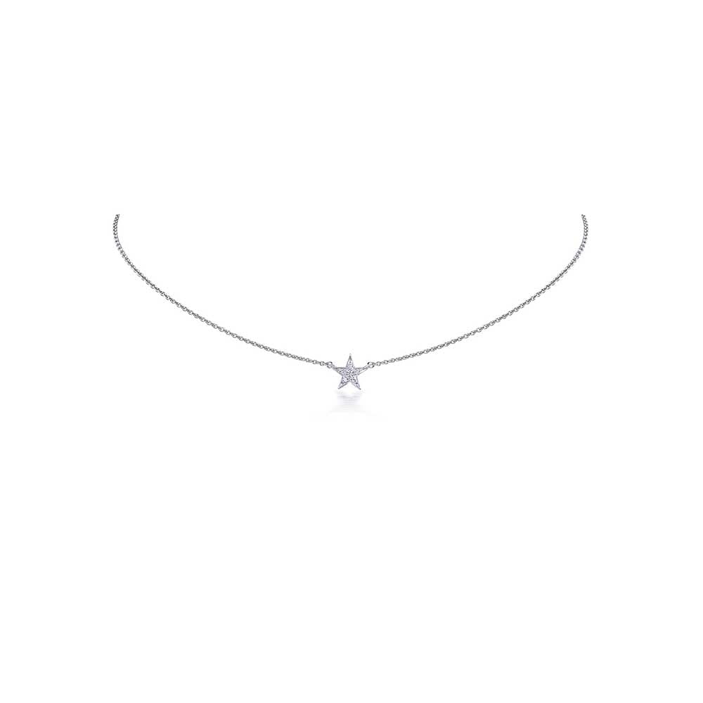 Kaj Fine Jewellery Star Collar Diamond Chain Pendant in 14KT White Gold