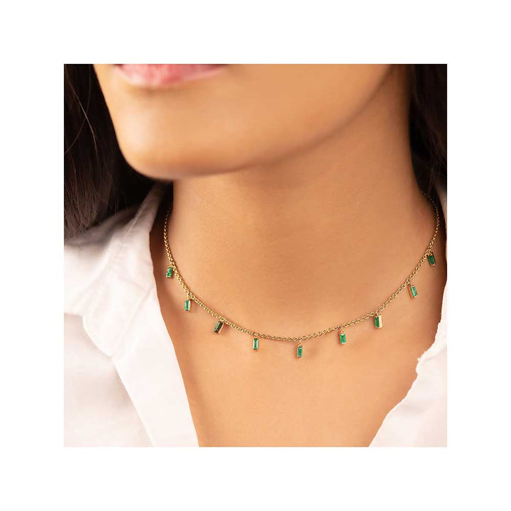 Kaj Fine Jewellery Emerald Collar Chain Necklace in 14KT Yellow Gold