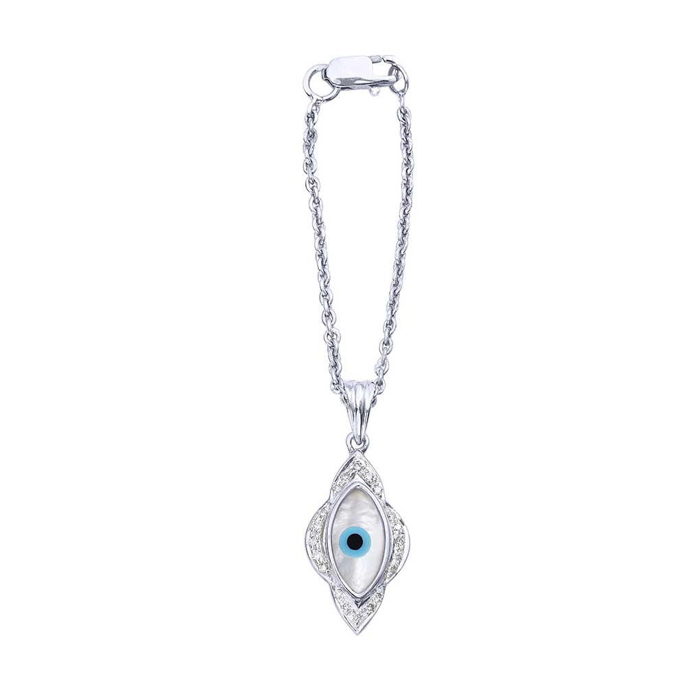 Kaj Fine Jewellery Small Marquise Evil Eye Diamond Chain Watch Charm in 14KT White Gold