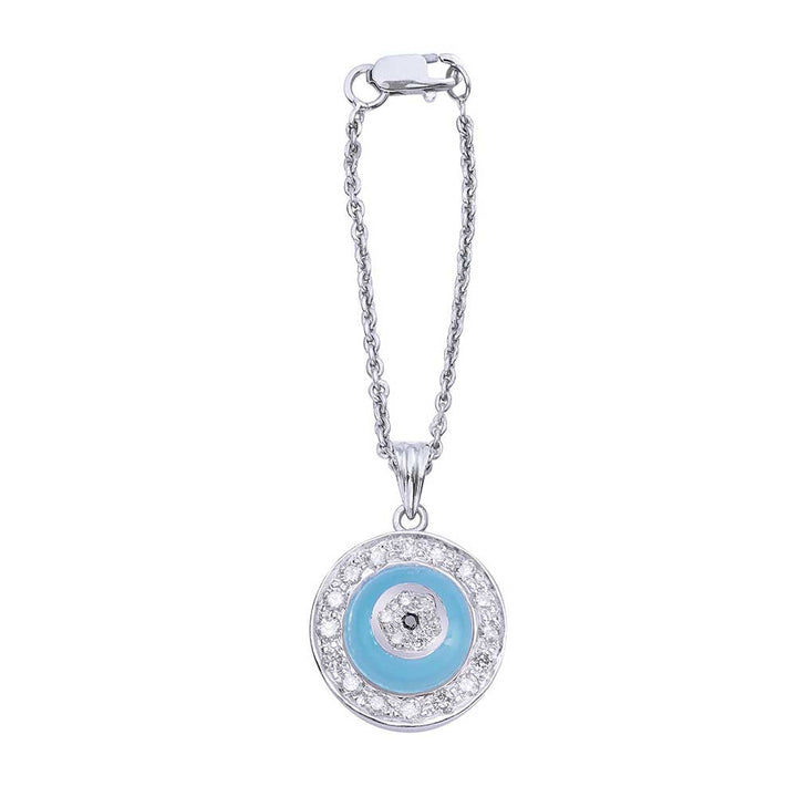 Kaj Fine Jewellery Blue Onyx Donut Diamond Chain Watch Charm in 14KT White Gold