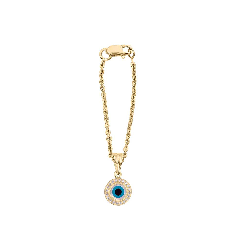 Kaj Fine Jewellery Round Evil Eye Diamond Chain Watch Charm in 14KT Yellow Gold
