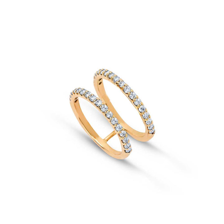 Kaj Fine Jewellery Double Line Diamond Midi Ring in 18KT Yellow Gold