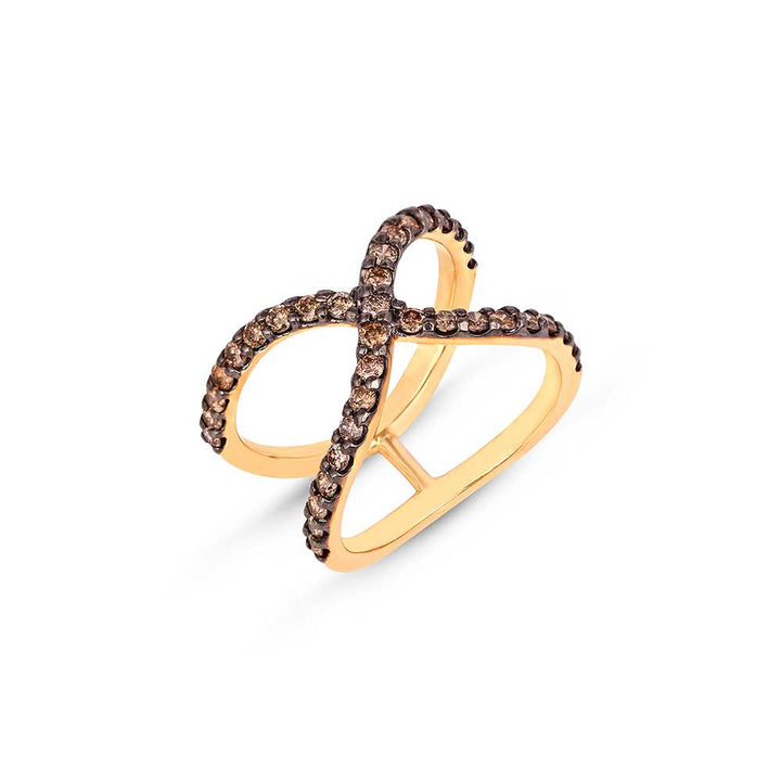 Kaj Fine Jewellery Kiss Coffee Diamond Midi Ring in 18KT Yellow Gold