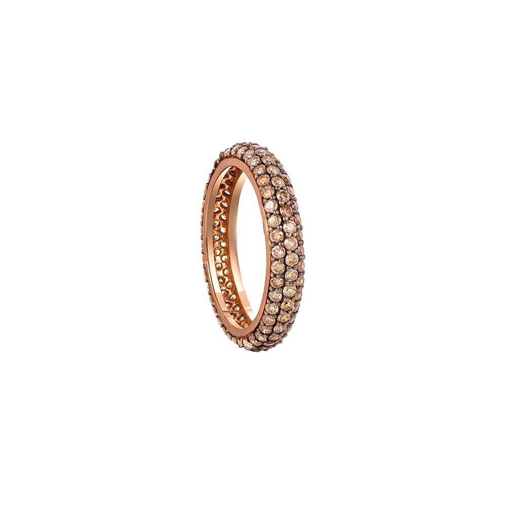 Kaj Fine Jewellery Classic Coffee Diamond Stackable Midi Ring in 18KT Yellow Gold