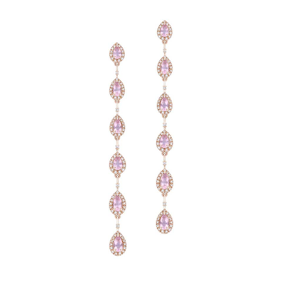 Kaj Fine Jewellery Rose Quartz and Diamond Shoulder Dusters in 18KT Rose Gold