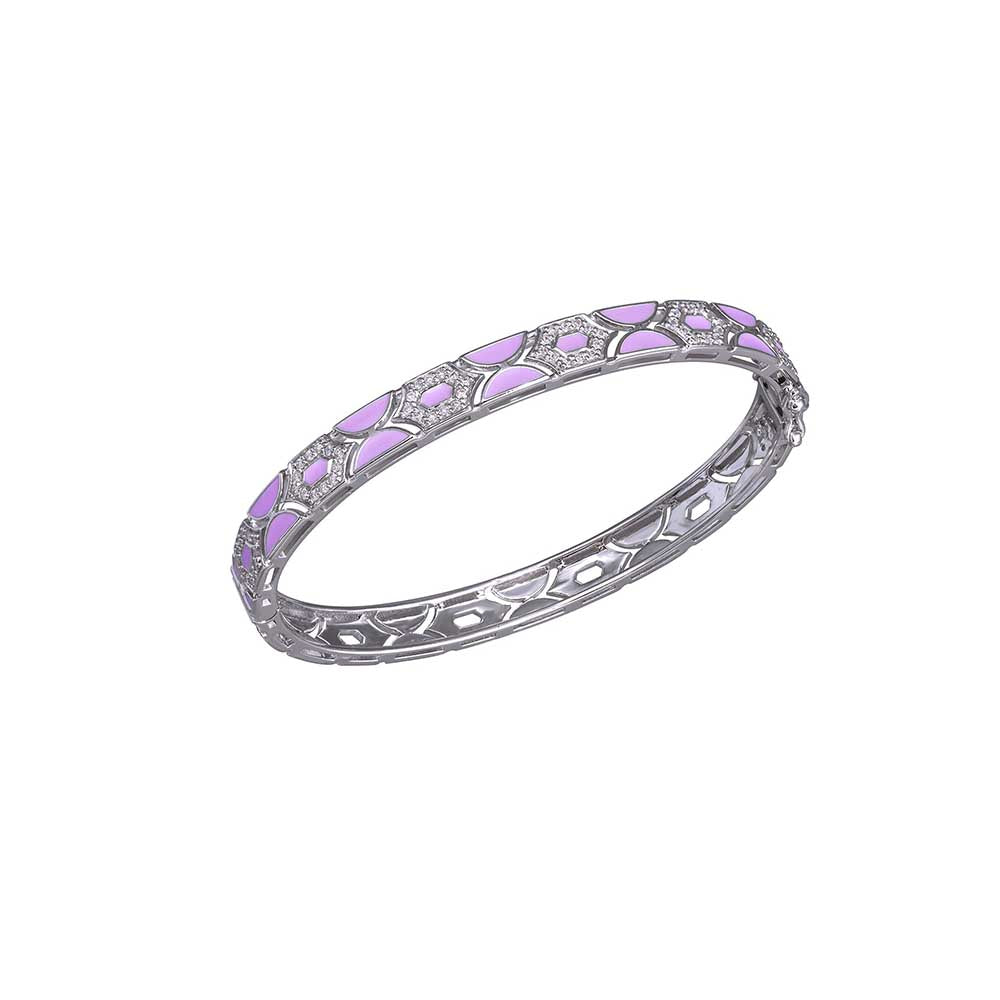 Kaj Fine Jewellery Oval Purple Enamel and Diamond Bangle in 18KT White Gold