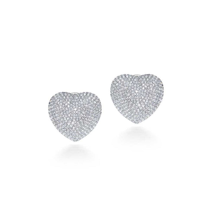 Kaj Fine Jewellery Classic Rose Cut Diamond Heart Studs in 18KT White Gold
