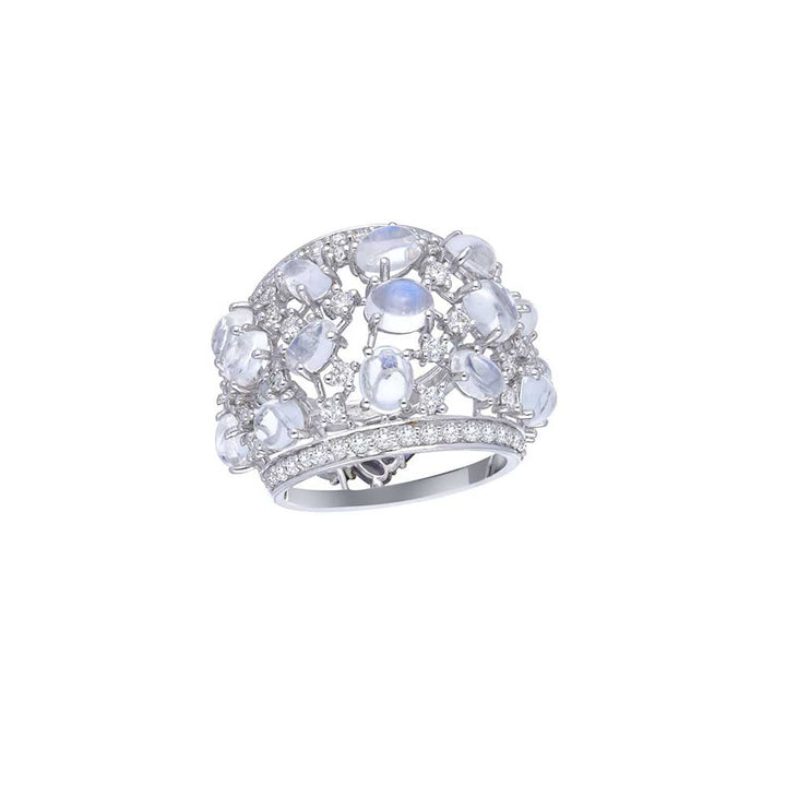 Kaj Fine Jewellery Moonstone and Diamond Ring in 18KT White Gold