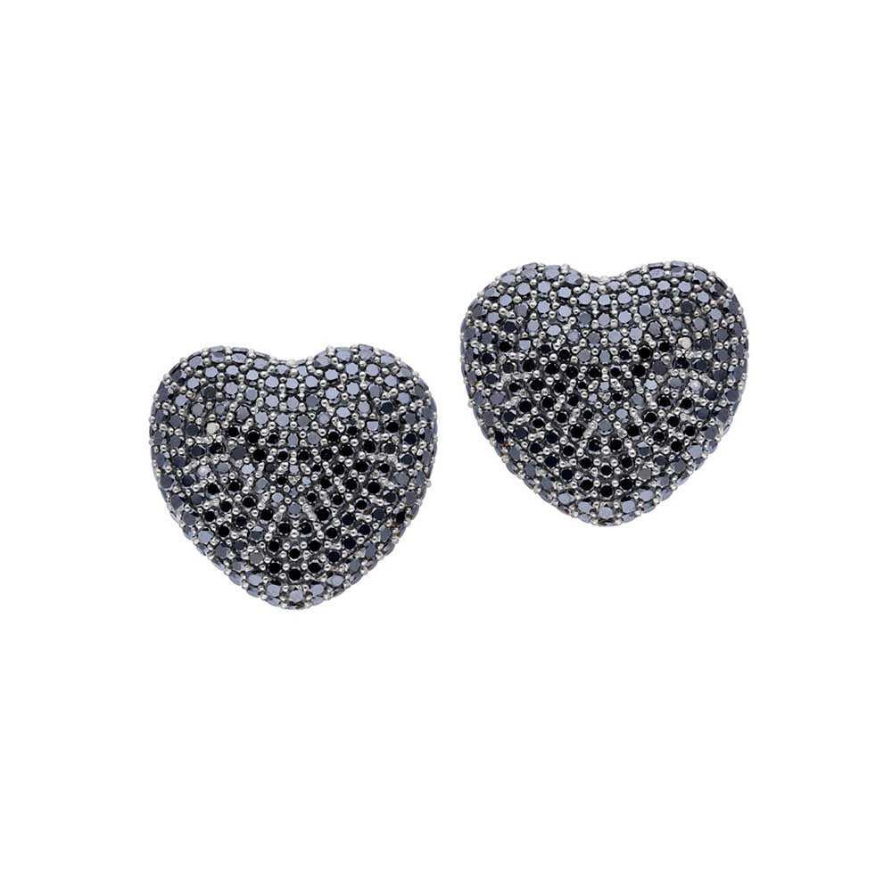 Kaj Fine Jewellery Classic Black Diamond Heart Studs