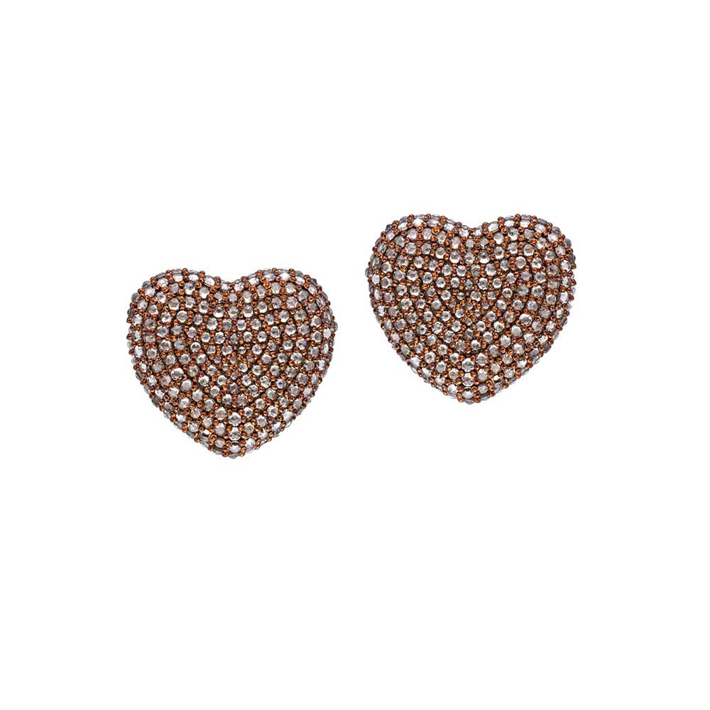 Kaj Fine Jewellery Classic Coffee Rose Cut Diamond Heart Studs