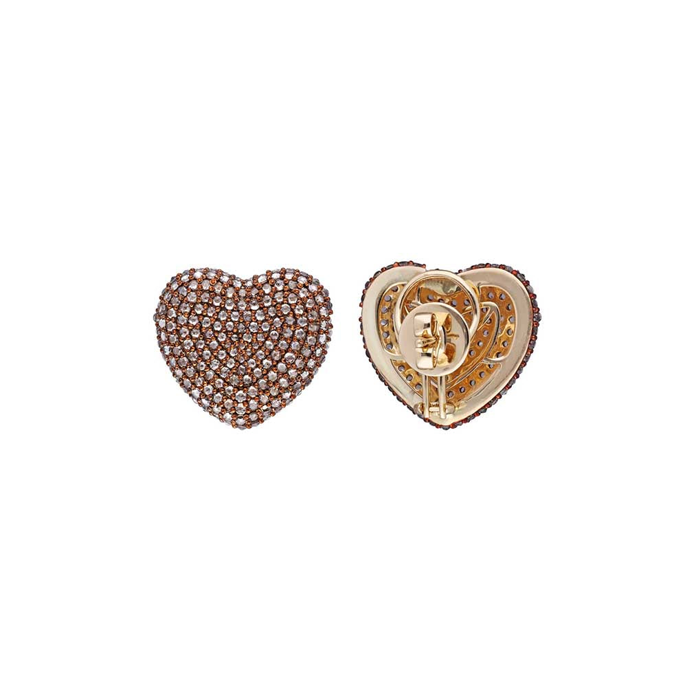Kaj Fine Jewellery Classic Coffee Rose Cut Diamond Heart Studs