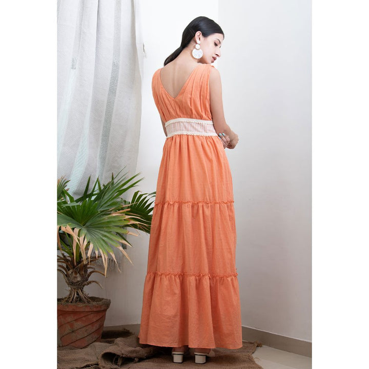 Kalakaari By Sagarika Peach Tiered Summer Dress