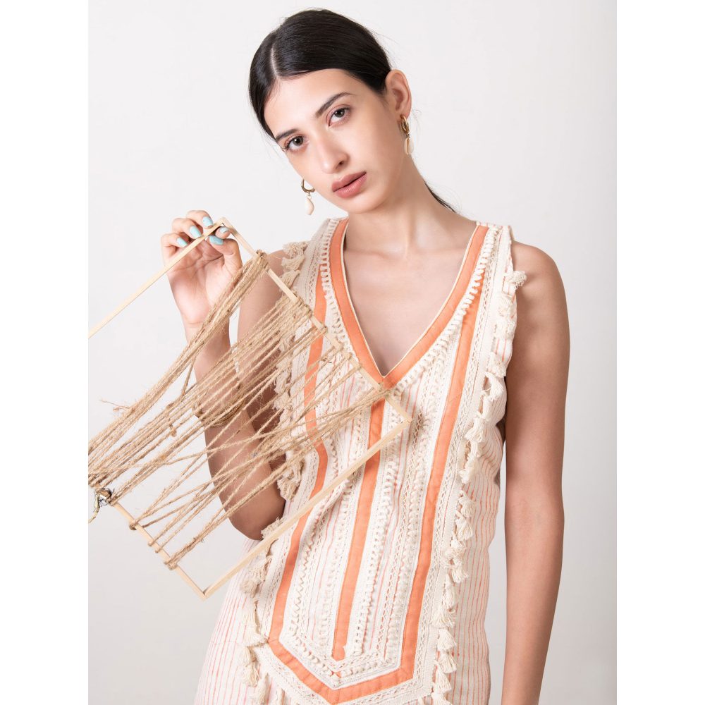 Kalakaari By Sagarika Striped Lacework Dress