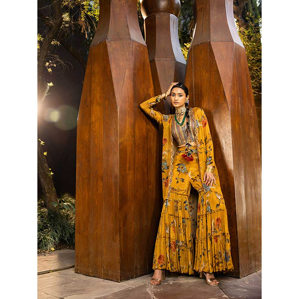 KALISTA Saira Cape with Gharara & Bustier (Set of 3)