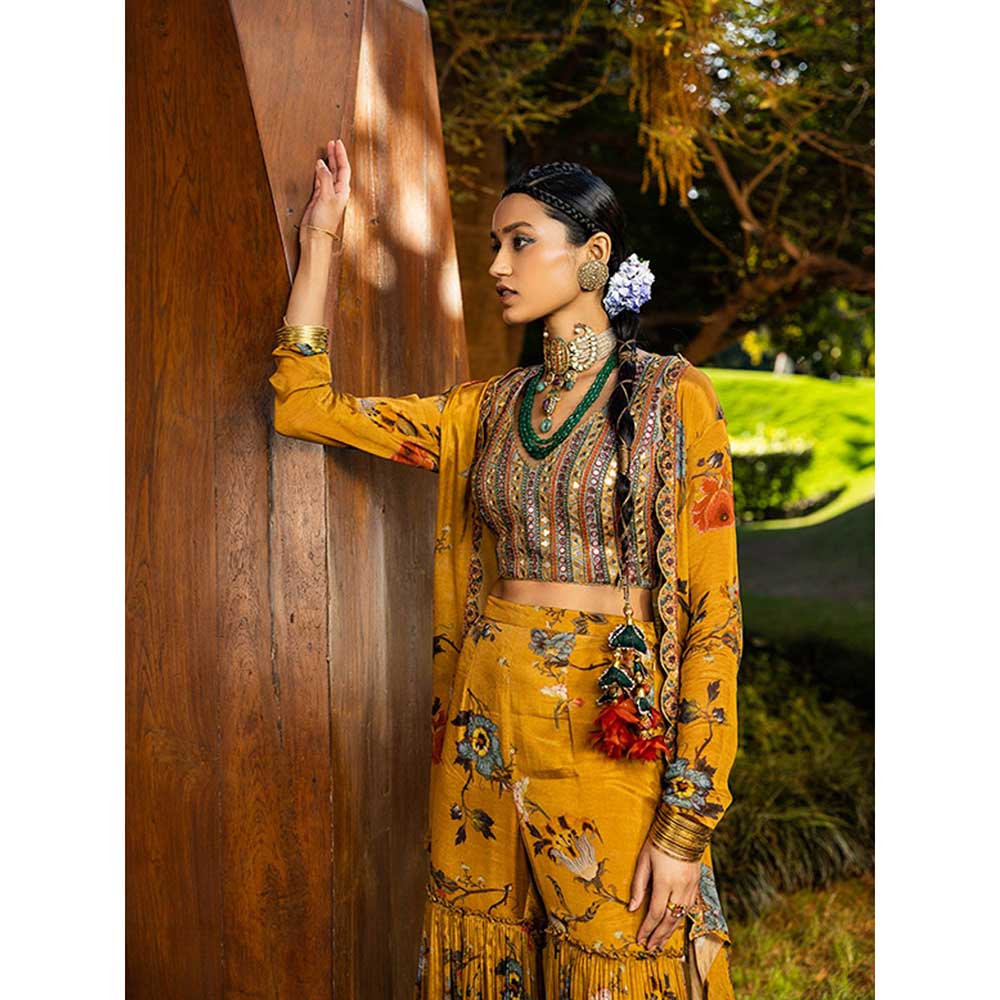 KALISTA Saira Cape with Gharara & Bustier (Set of 3)