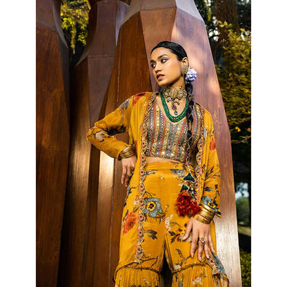 KALISTA Saira Cape with Gharara & Bustier (Set of 3)