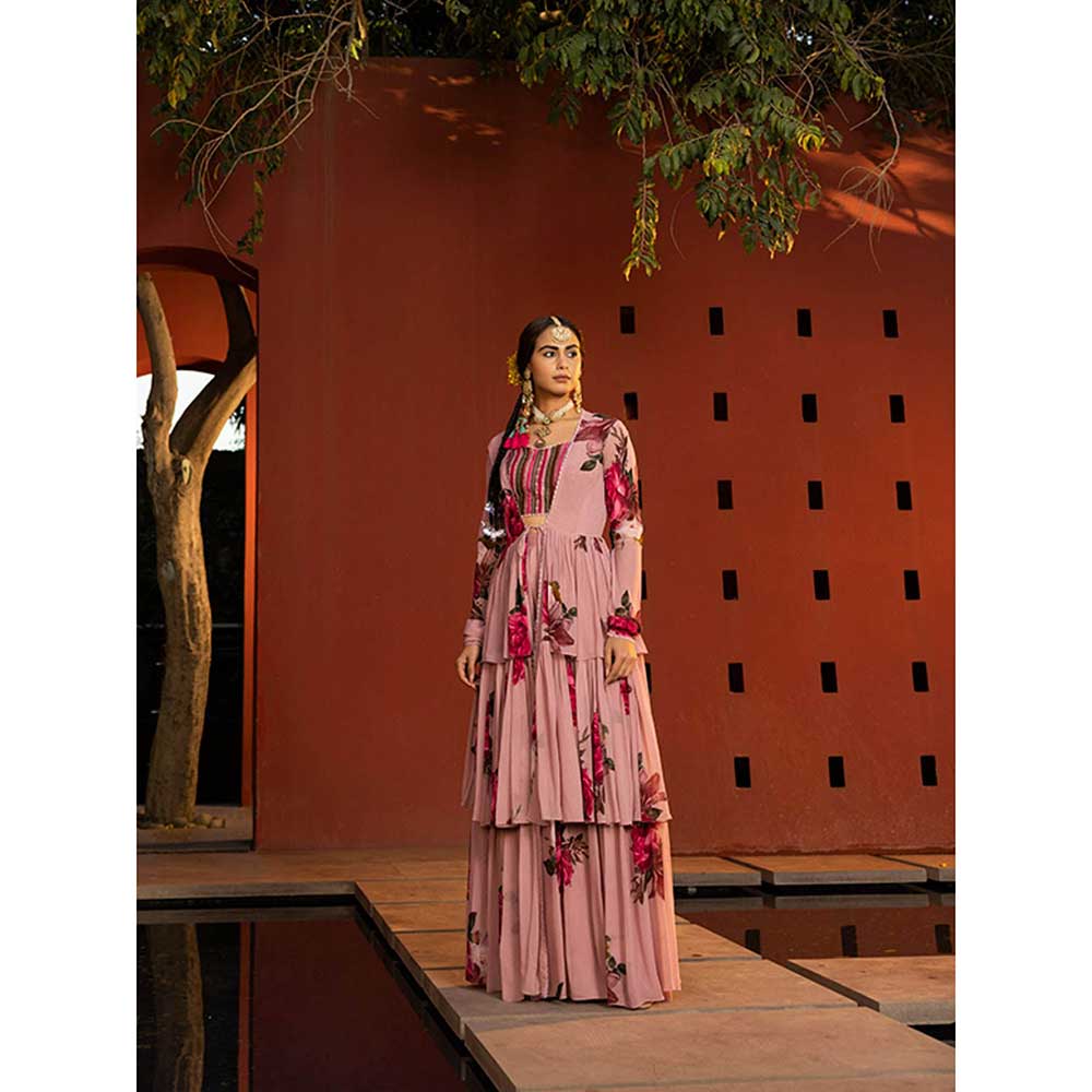 KALISTA Sakina Cape Jacket Sharara with Bustier (Set of 3)