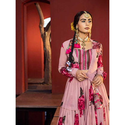 KALISTA Sakina Cape Jacket Sharara with Bustier (Set of 3)