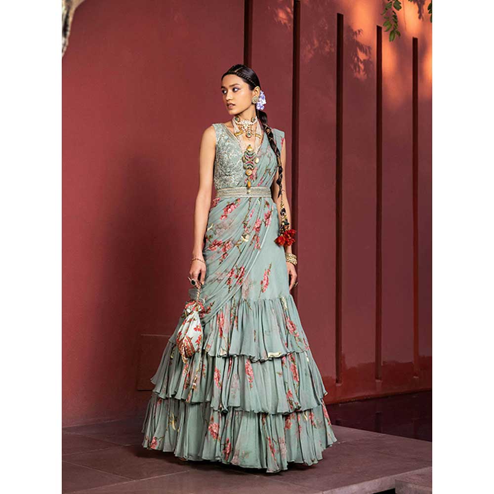 KALISTA Anaisha Pre Draped Lehenga Saree with Stitched Blouse