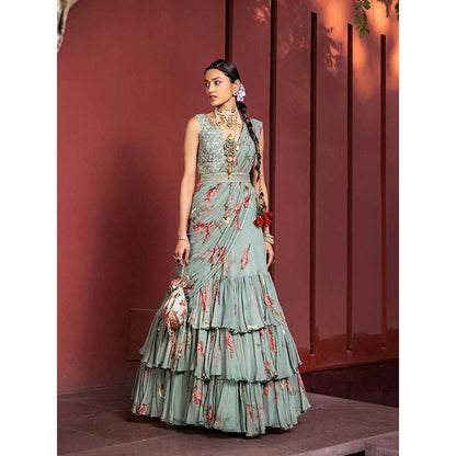 KALISTA Anaisha Pre Draped Lehenga Saree with Stitched Blouse