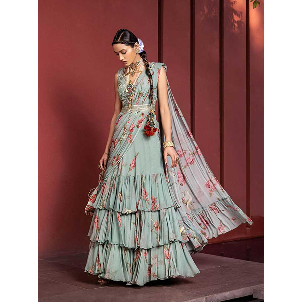 KALISTA Anaisha Pre Draped Lehenga Saree with Stitched Blouse