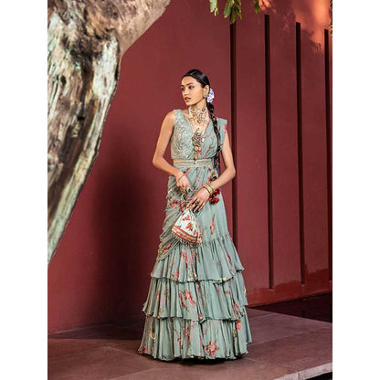 KALISTA Anaisha Pre Draped Lehenga Saree with Stitched Blouse