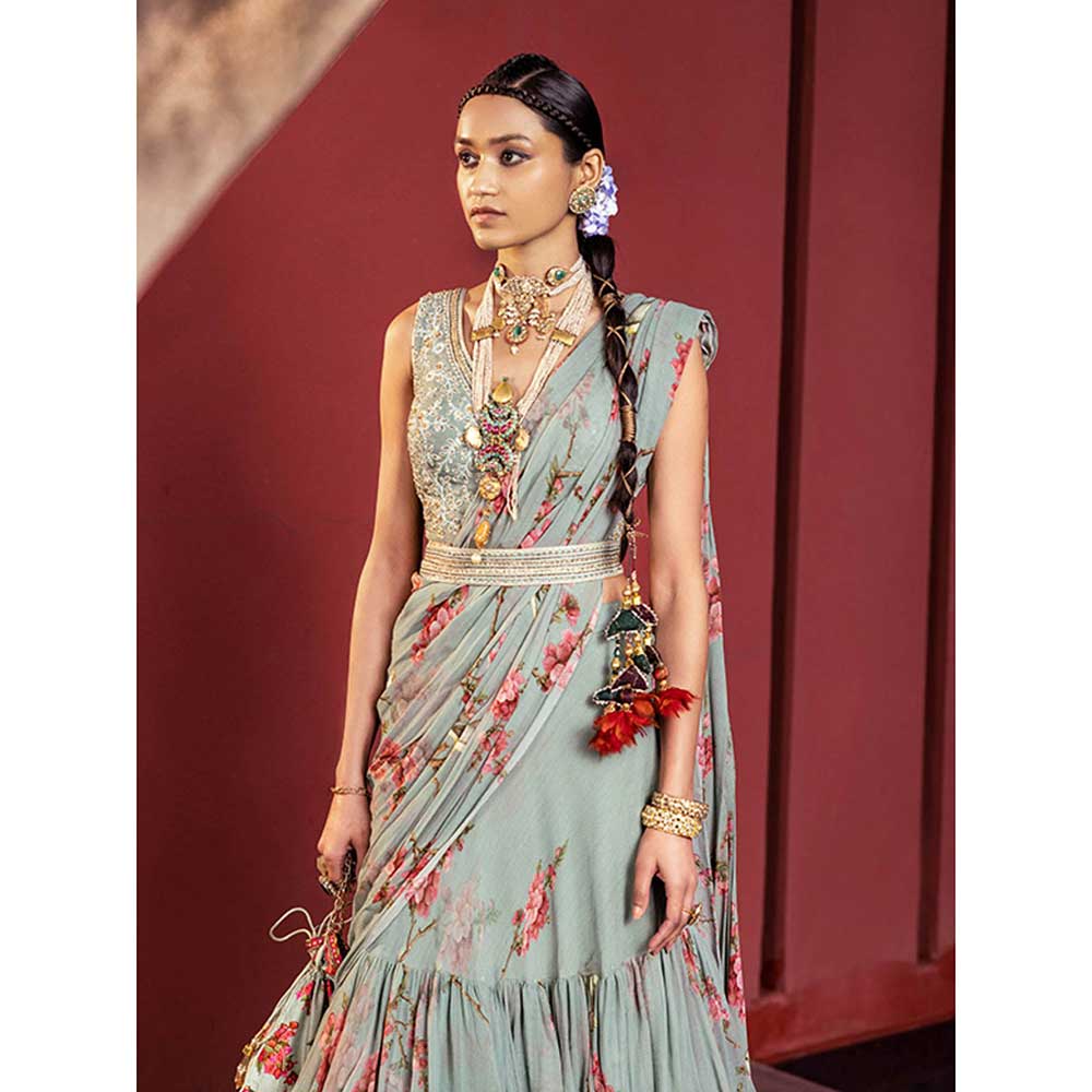 KALISTA Anaisha Pre Draped Lehenga Saree with Stitched Blouse