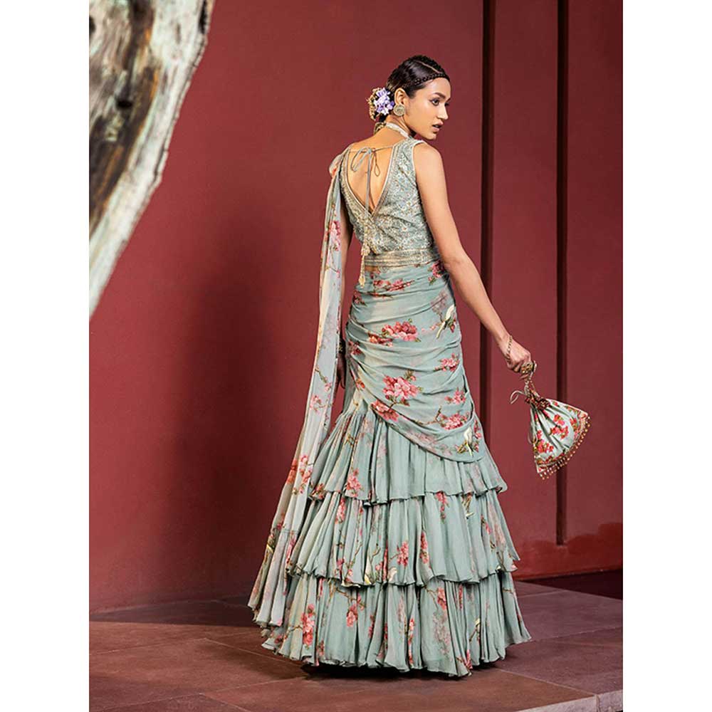 KALISTA Anaisha Pre Draped Lehenga Saree with Stitched Blouse