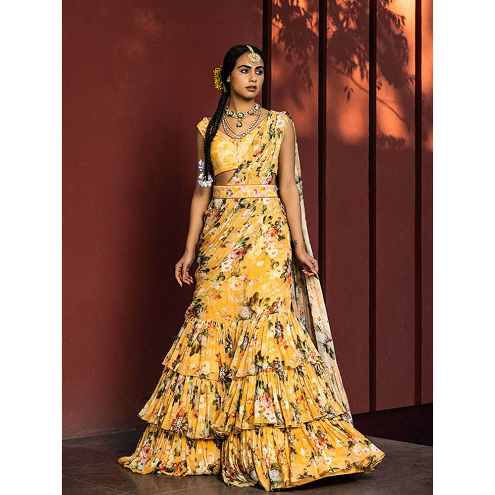 KALISTA Inaya Pre Draped Lehenga Saree with Stitched Blouse