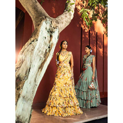 KALISTA Inaya Pre Draped Lehenga Saree with Stitched Blouse