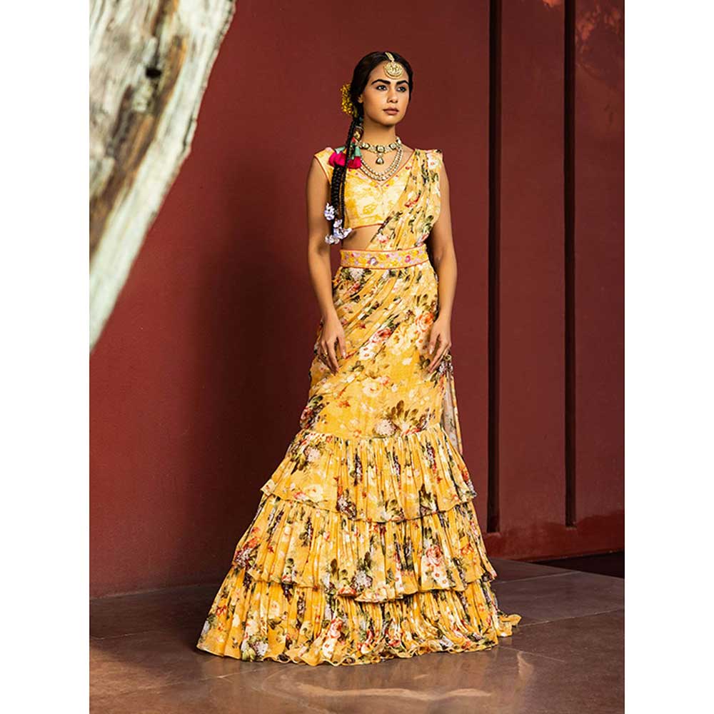 KALISTA Inaya Pre Draped Lehenga Saree with Stitched Blouse