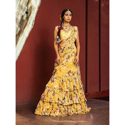 KALISTA Inaya Pre Draped Lehenga Saree with Stitched Blouse